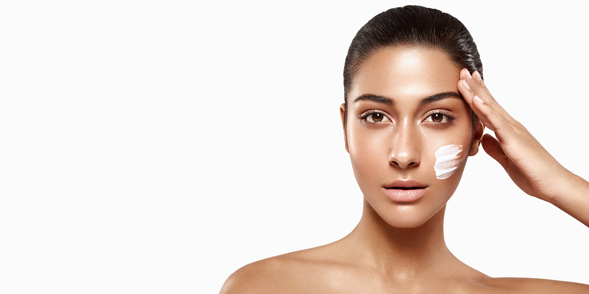 photo of woman with skincare on face for Perth website