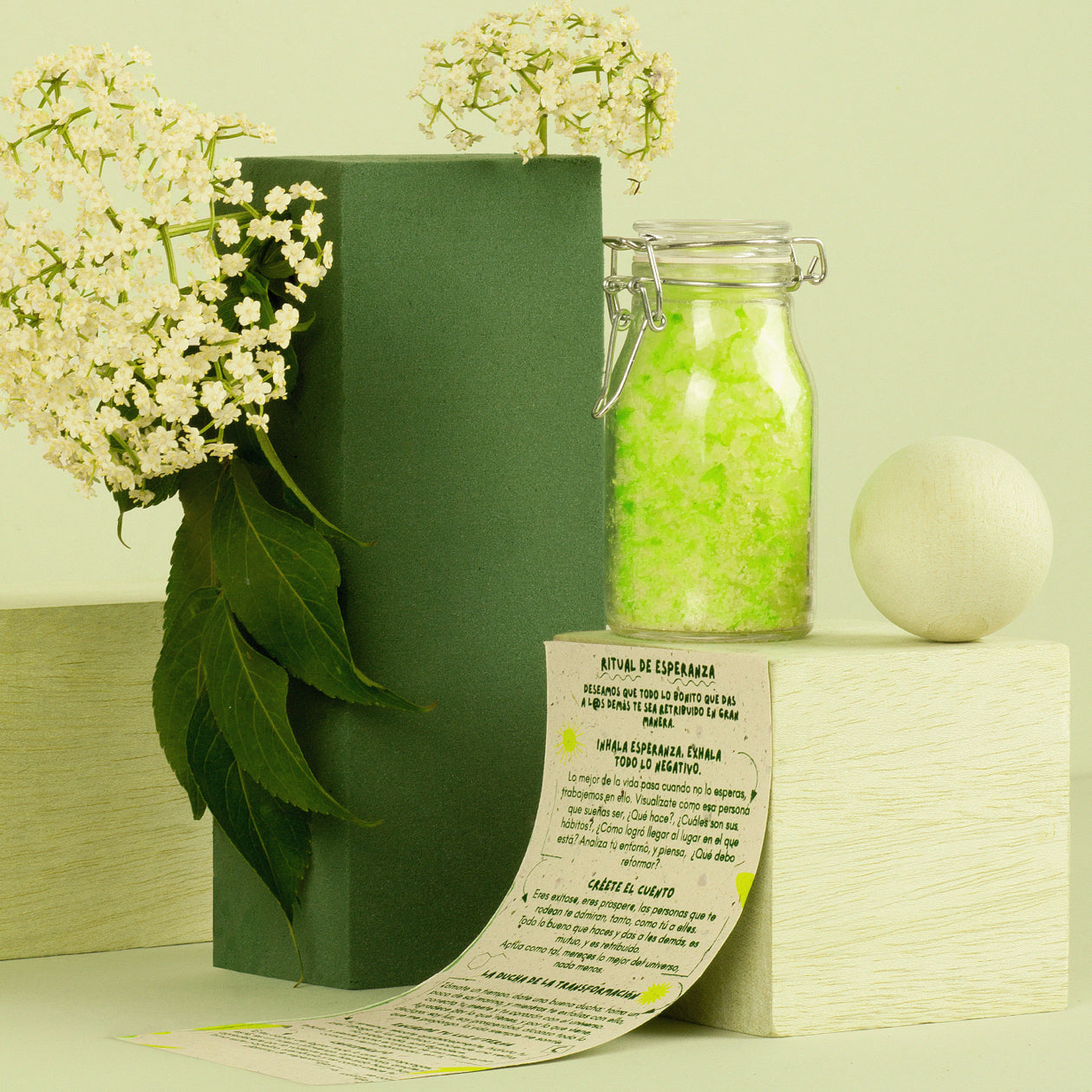 green skincare in bottle with a instructions