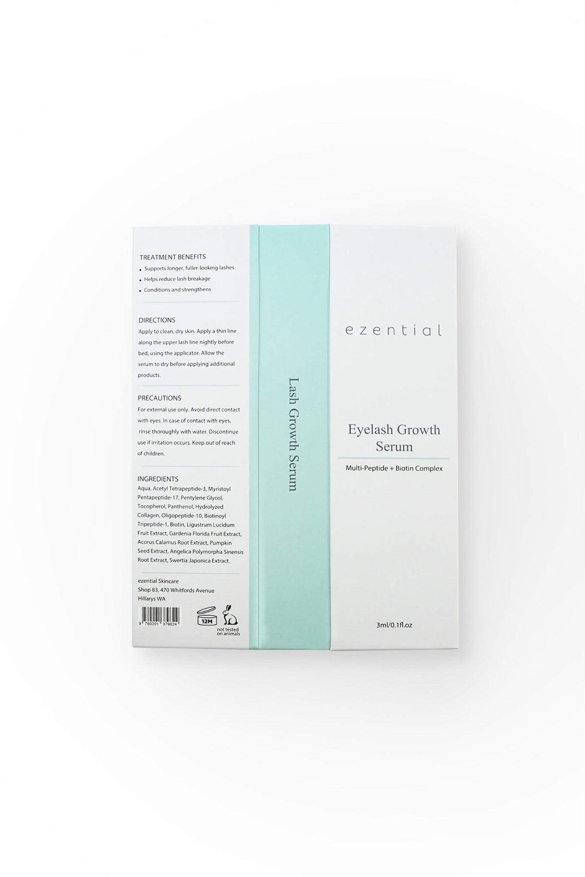 Ezential Eyelash Growth Serum box back